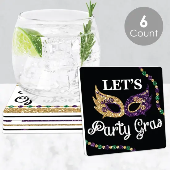 Big Dot of Happiness Mardi Gras - Funny Masquerade Party Decorations - Drink Coasters - Set of 6 {3}