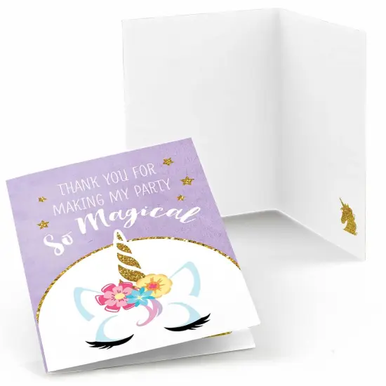 Big Dot of Happiness Rainbow Unicorn - Magical Unicorn Baby Shower or Birthday Party Thank You Cards (8 count) {1}