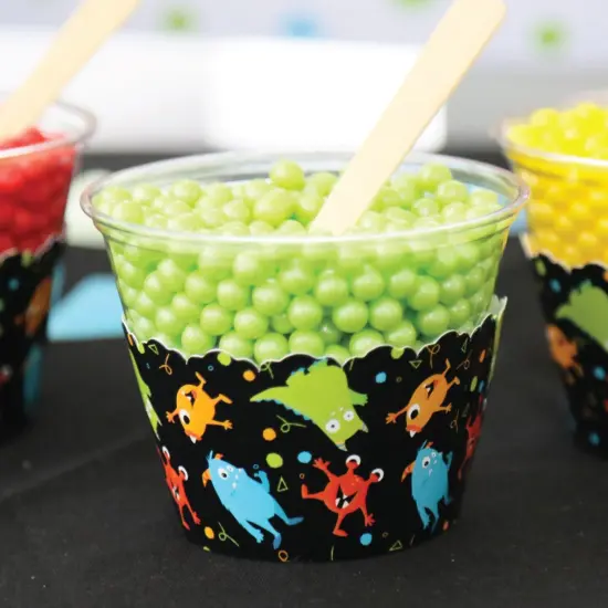 Big Dot of Happiness Monster Bash - Little Monster Birthday Party or Baby Shower Decorations - Party Cupcake Wrappers - Set of 12 {7}