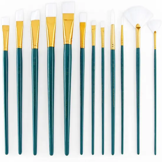 Royal&Langnickel(R) White Taklon LongHandle Value Brush Pack-Medium, 12/Pkg {2}