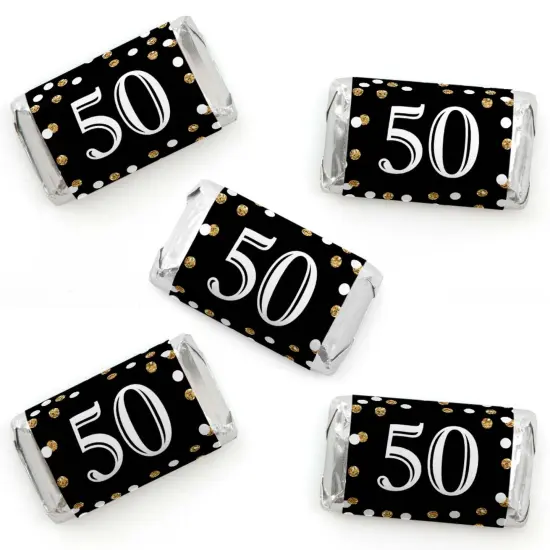 Big Dot of Happiness Adult 50th Birthday - Gold - Mini Candy Bar Wrapper Stickers - Birthday Party Small Favors - 40 Count {1}