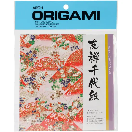 Aitoh Origami Paper 5.875"X5.875" 8/Pkg-Yuzen Washi Red {1}