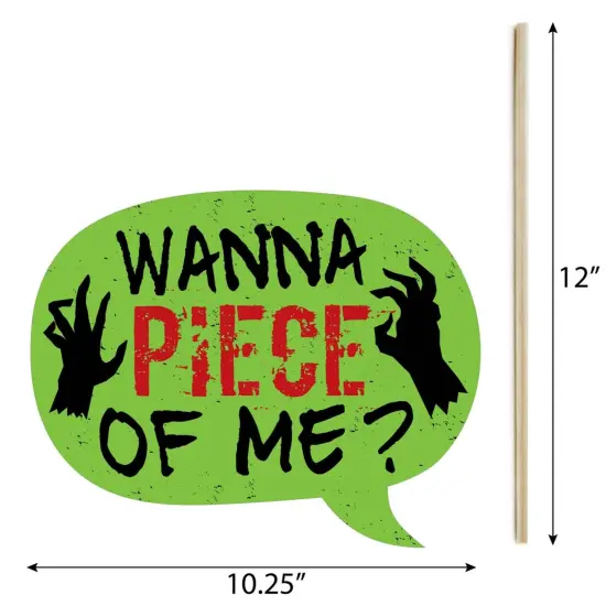 Big Dot of Happiness Funny Zombie Zone - Halloween or Birthday Zombie Crawl Party Photo Booth Props Kit - 10 Piece {6}