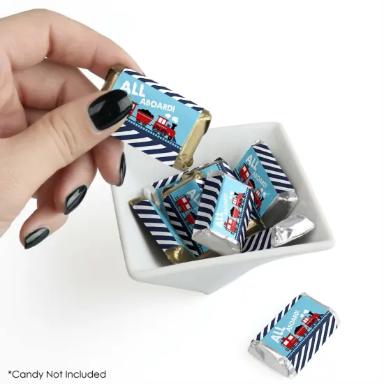 Big Dot of Happiness Railroad Party Crossing - Mini Candy Bar Wrapper Stickers - Steam Train Birthday Party or Baby Shower Small Favors - 40 Count {3}