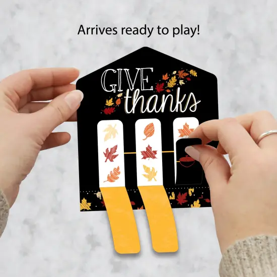 Big Dot of Happiness Give Thanks - Thanksgiving Party Game Pickle Cards - Pull Tabs 3-in-a-Row - Set of 12 {3}