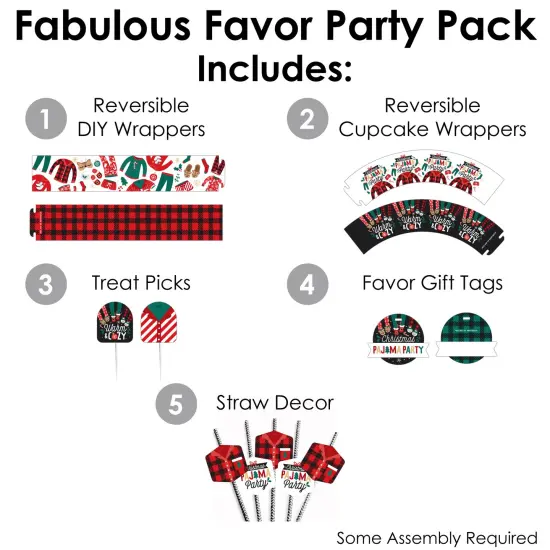 Big Dot of Happiness Christmas Pajamas - Holiday Plaid PJ Party Favors and Cupcake Kit - Fabulous Favor Party Pack - 100 Pieces {3}
