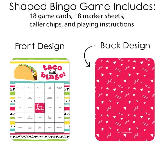 Big Dot of Happiness Taco 'Bout Fun - Bingo Cards and Markers - Fiesta Bingo Game - Set of 18 {4}