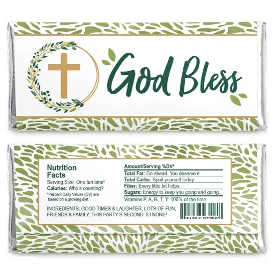 Big Dot of Happiness Elegant Cross - Candy Bar Wrapper Religious Party Favors - Set of 24 {3}