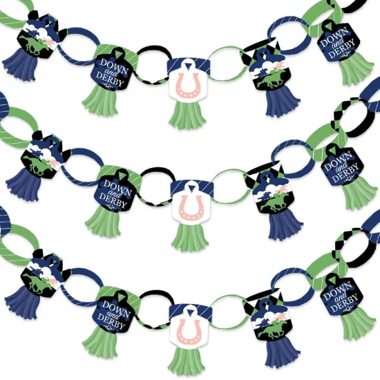 Big Dot of Happiness Kentucky Horse Derby - 90 Chain Links and 30 Paper Tassels Decoration Kit - Horse Race Party Paper Chains Garland - 21 feet {1}