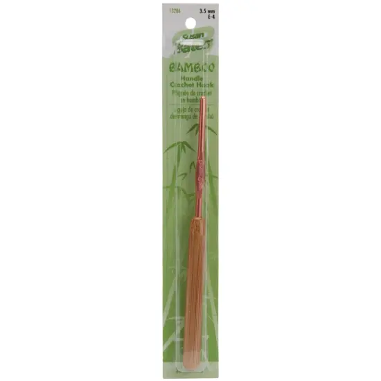 Susan Bates Bamboo Handle/Silvalume Head Crochet Hook 5.5"-Size E4/3.5mm {1}