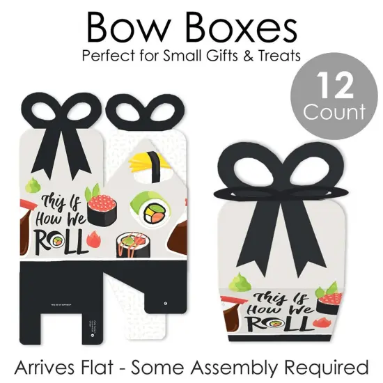 Big Dot of Happiness Let's Roll - Sushi - Square Favor Gift Boxes - Japanese Party Bow Boxes - Set of 12 {7}