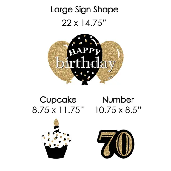 Big Dot of Happiness Adult 70th Birthday - Gold - Yard Sign and Outdoor Lawn Decorations - Happy Birthday Party Yard Signs - Set of 8 {7}