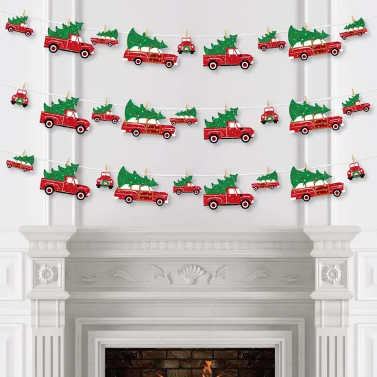 Big Dot of Happiness Merry Little Christmas Tree - Red Truck and Car Christmas Party DIY Decorations - Clothespin Garland Banner - 44 Pc {4}