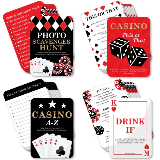Big Dot of Happiness Las Vegas - 4 Casino Party Games - 10 Cards Each - Gamerific Bundle {1}