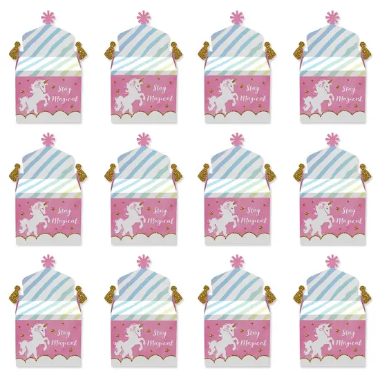 Big Dot of Happiness Rainbow Unicorn - Treat Box Party Favors - Magical Unicorn Baby Shower or Birthday Party Goodie Gable Boxes - Set of 12 {6}