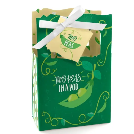 Big Dot of Happiness Double the Fun - Twins Two Peas in a Pod - Baby Shower or First Birthday Party Favor Boxes - Set of 12 {1}