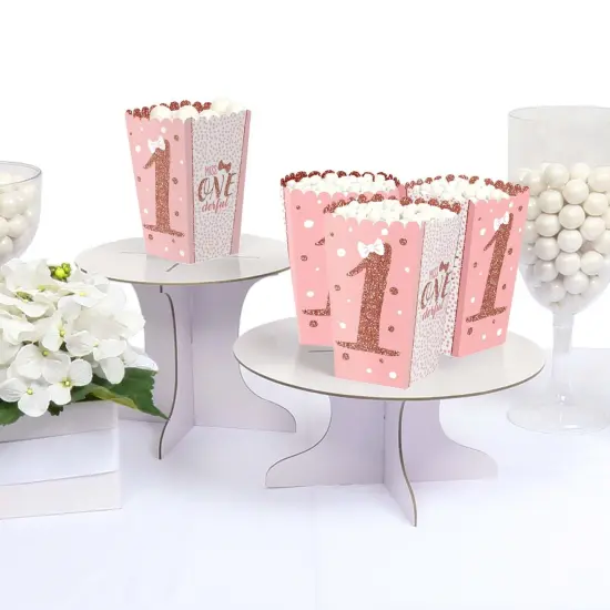 Big Dot of Happiness 1st Birthday Little Miss Onederful - Girl First Birthday Party Favor Popcorn Treat Boxes - Set of 12 {4}