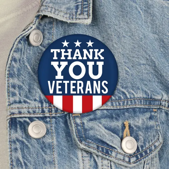 Big Dot of Happiness Thank You Veterans - 3 inch Support Our Troops Badge - Pinback Buttons - Set of 8 {4}