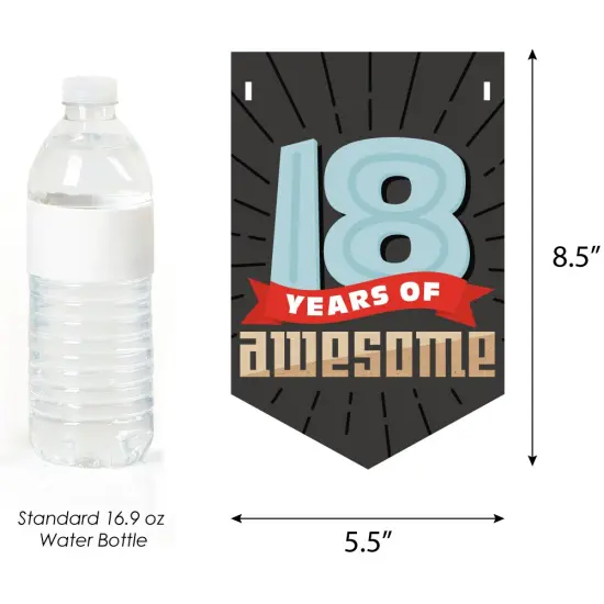 Big Dot of Happiness Boy 18th Birthday - Eighteenth Birthday Party Bunting Banner - Birthday Party Decorations - Happy Birthday {3}