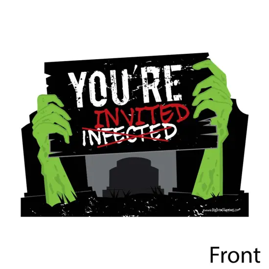 Big Dot of Happiness Zombie Zone - Shaped Fill-in Invitations - Halloween or Birthday Zombie Crawl Party Invitation Cards with Envelopes - Set of 12 {3}