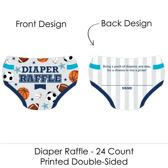 Big Dot of Happiness Go, Fight, Win - Sports - Diaper Shaped Raffle Ticket Inserts - Baby Shower Activities - Diaper Raffle Game - Set of 24 {3}
