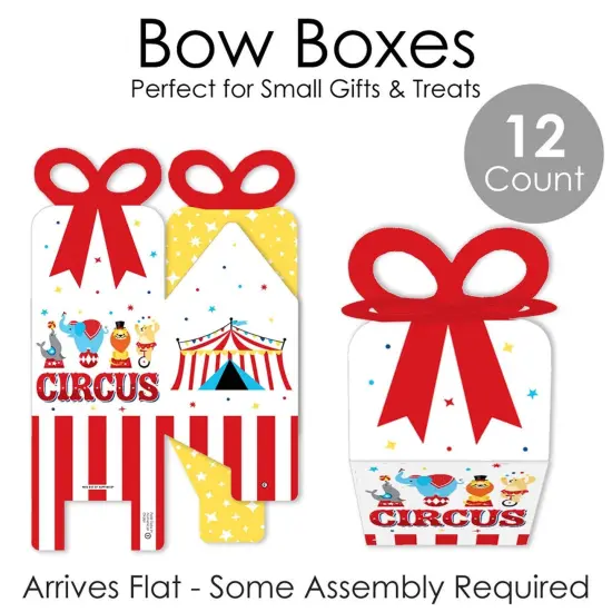 Big Dot of Happiness Carnival - Step Right Up Circus - Square Favor Gift Boxes - Carnival Themed Party Bow Boxes - Set of 12 {7}