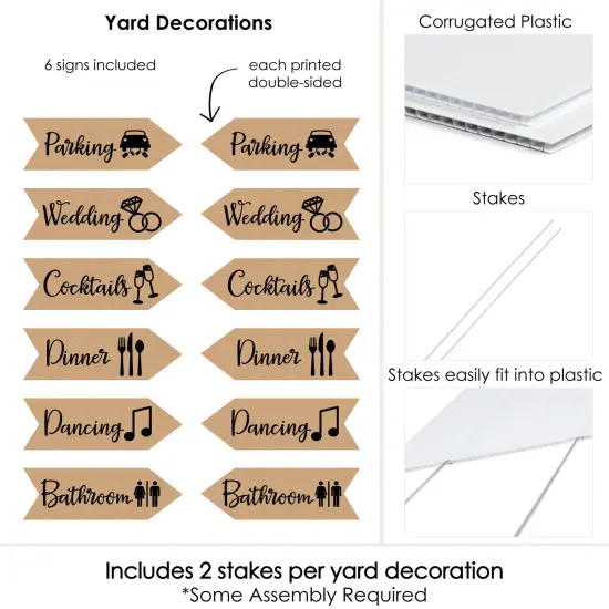 Big Dot of Happiness Rustic Kraft - Arrow Wedding and Reception Directional Signs - Double Sided Outdoor Yard Sign - Set of 6 {6}
