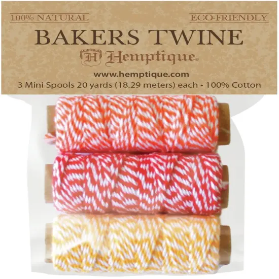 Hemptique Cotton Baker's Twine Mini Spools 2-Ply 3/Pkg-Sunset Island {1}