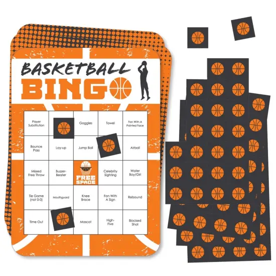 Big Dot of Happiness Basketball - Let the Madness Begin - Bar Bingo Cards and Markers - College Basketball Party Bingo Game - Set of 18 {1}