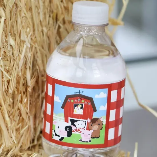 Big Dot of Happiness Farm Animals - Barnyard Baby Shower or Birthday Party Water Bottle Sticker Labels - Set of 20 {7}