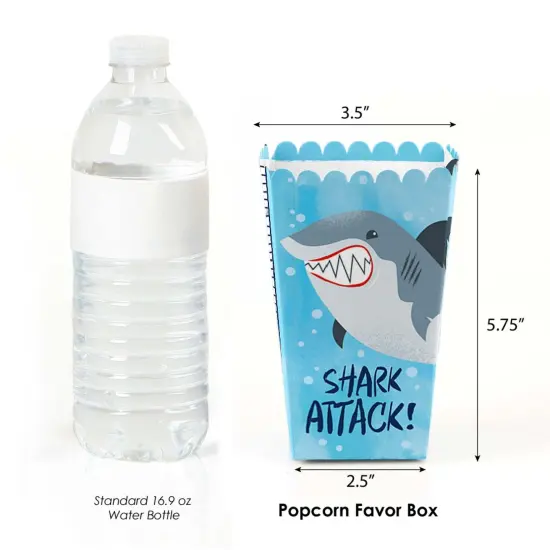 Big Dot of Happiness Shark Zone - Jawsome Party or Birthday Party Favor Popcorn Treat Boxes - Set of 12 {3}
