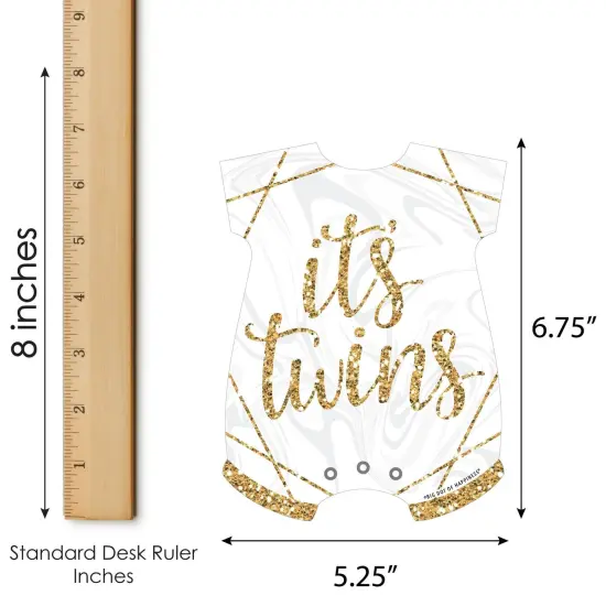 Big Dot of Happiness It&rsquo;s Twins - Picture Bingo Cards and Markers - Gold Twins Baby Shower Shaped Bingo Game - Set of 18 {6}