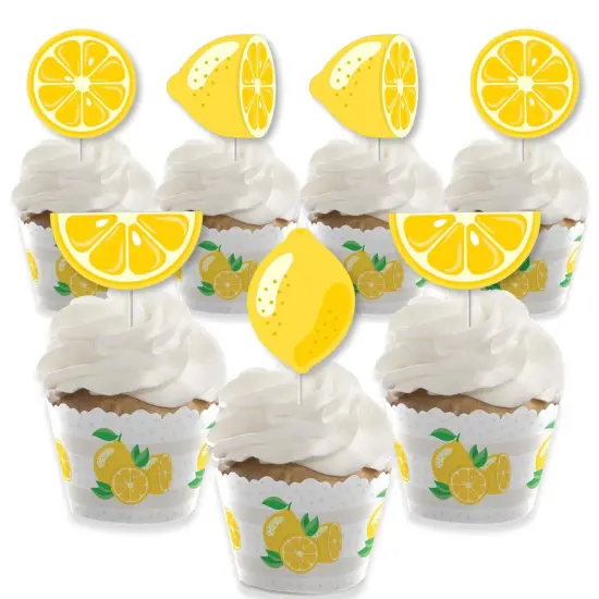Big Dot of Happiness So Fresh - Lemon - Cupcake Decoration - Citrus Lemonade Party Cupcake Wrappers and Treat Picks Kit - Set of 24 {1}