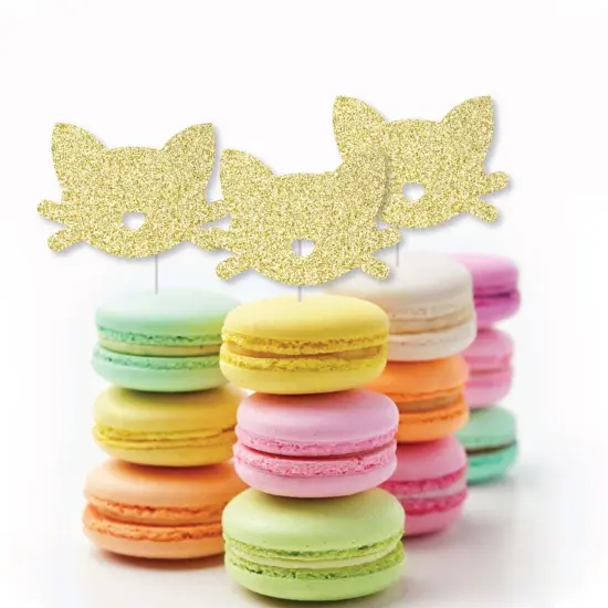 Big Dot of Happiness Gold Glitter Cat - No-Mess Real Gold Glitter Cut-Outs - Purr-FECT Kitty Cat Baby Shower or Birthday Party Confetti - Set of 24 {6}