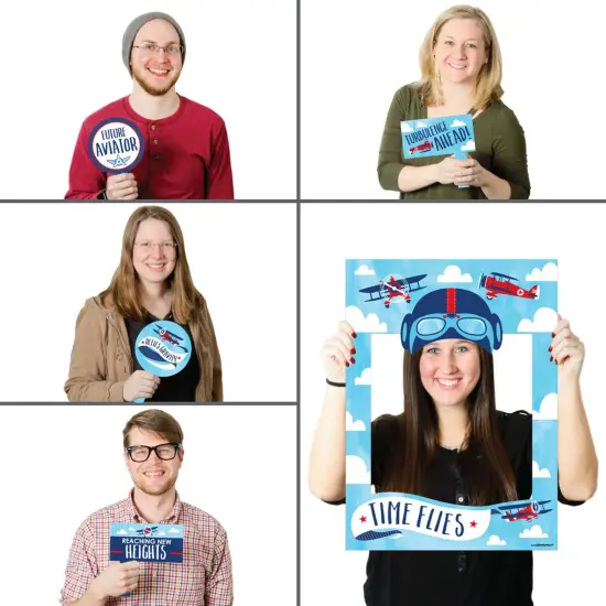 Big Dot of Happiness Taking Flight - Airplane - Vintage Plane Party Selfie Photo Booth Picture Frame & Props - Printed on Sturdy Material {3}