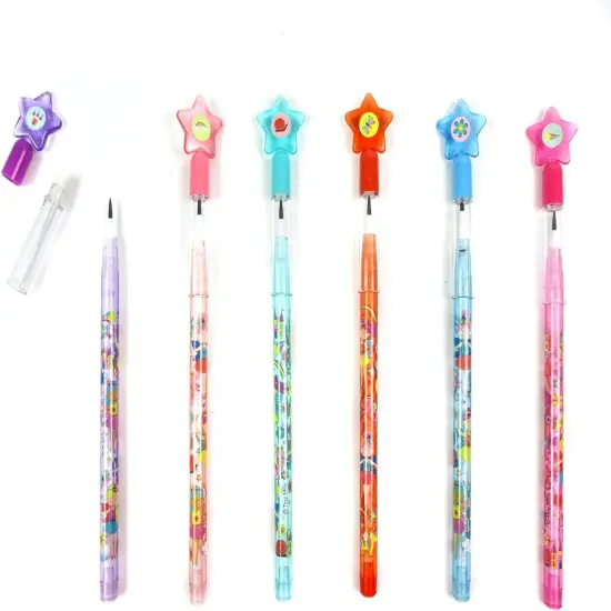 TINYMILLS 24 Pcs Magical Fairy Princess Stackable Push Pencil Assortment with Eraser {4}