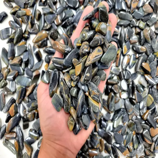 Tumbled Blue Tigers Eye Crystal Stones Bulk - Size Small 1/4 inch to 1.5 inches {5}