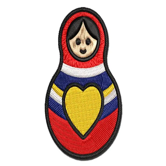 Matryoshka Babushka Russian Nesting Stacking Doll Multi-Color Embroidered Iron-On or Hook & Loop Patch Applique {1}