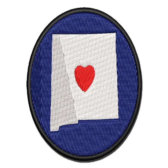 New Mexico State with Heart Multi-Color Embroidered Iron-On or Hook & Loop Patch Applique {1}