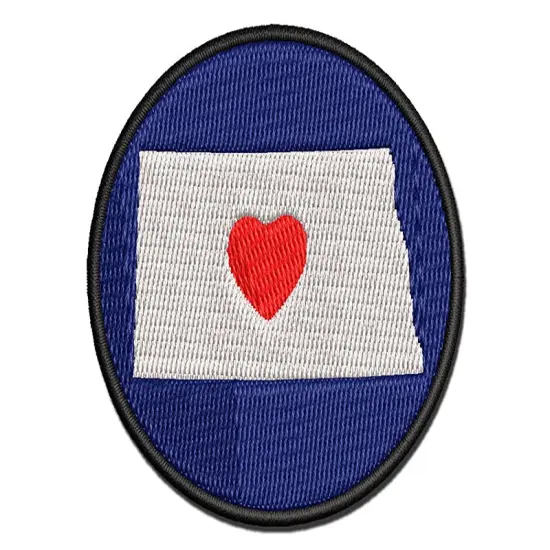 North Dakota State with Heart Multi-Color Embroidered Iron-On or Hook & Loop Patch Applique {1}