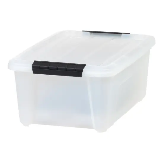 Plastic Storage Bins with Lids and Secure Latching Buckles Natural - 8 Pack {5}