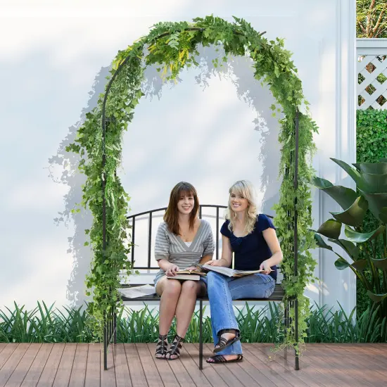 Steel Garden Arch with 2-Seat Bench {1}