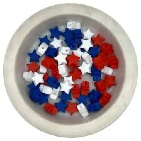 Bulk 1500 Pc. Star-Shaped Patriotic Pony Beads {2}