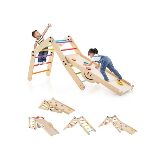 Climbing Triangle Ladder Toy Indoor Jungle Gym With Reversible Ramp-multicolor {3}