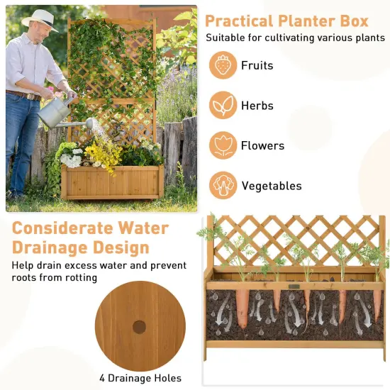 Planter Raised Bed with Trellis for Plant Flower Climbing-Orange {5}