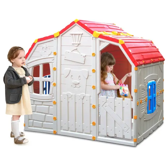 Cottage Kids Playhouse With Openable Windows And Working Door {4}