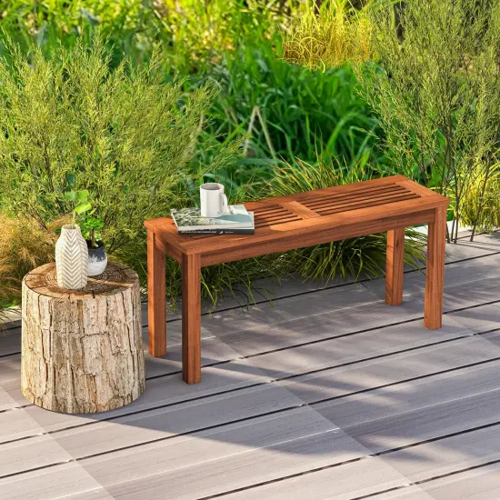2-seater Patio Backless Dining Bench With Breathable Slatted Seat {1}