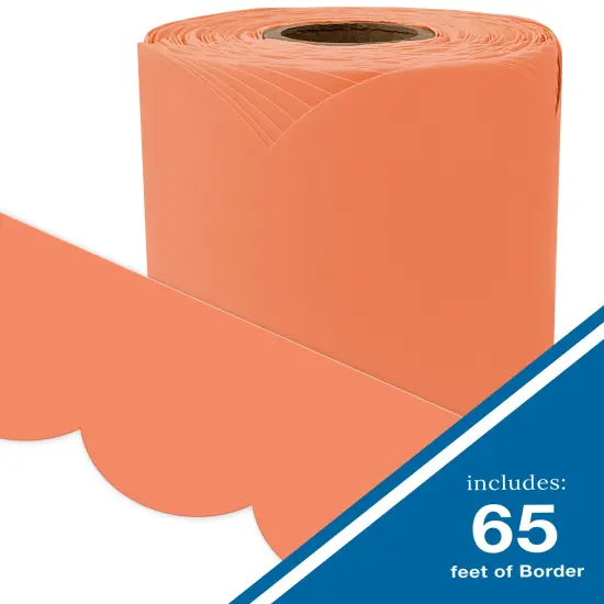Carson Dellosa 65Ft of Orange Bulletin Board Borders, 1 Roll of Scalloped Trim for Rolling Whiteboard, Cork and Posterboard, Party, Halloween, Office Decorations, and Classroom Decor {2}