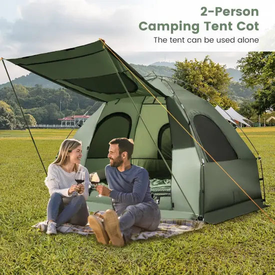 2-Person Foldable Outdoor Camping Tent Cot with Air Mattress and Sleeping Bag {2}