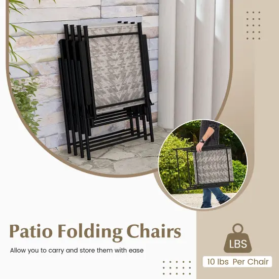 Set Of 4 Patio Folding Chairs With Armrests And Portable Lawn Chairs For Garden Backyard-gray {6}